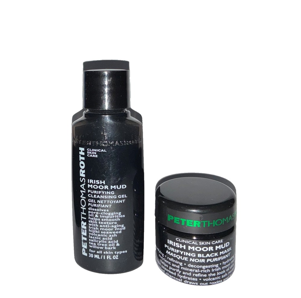 PETER THOMAS ROTH Irish Moor Mud Purifying Cleansing Gel 1oz Black Mask 0.5oz